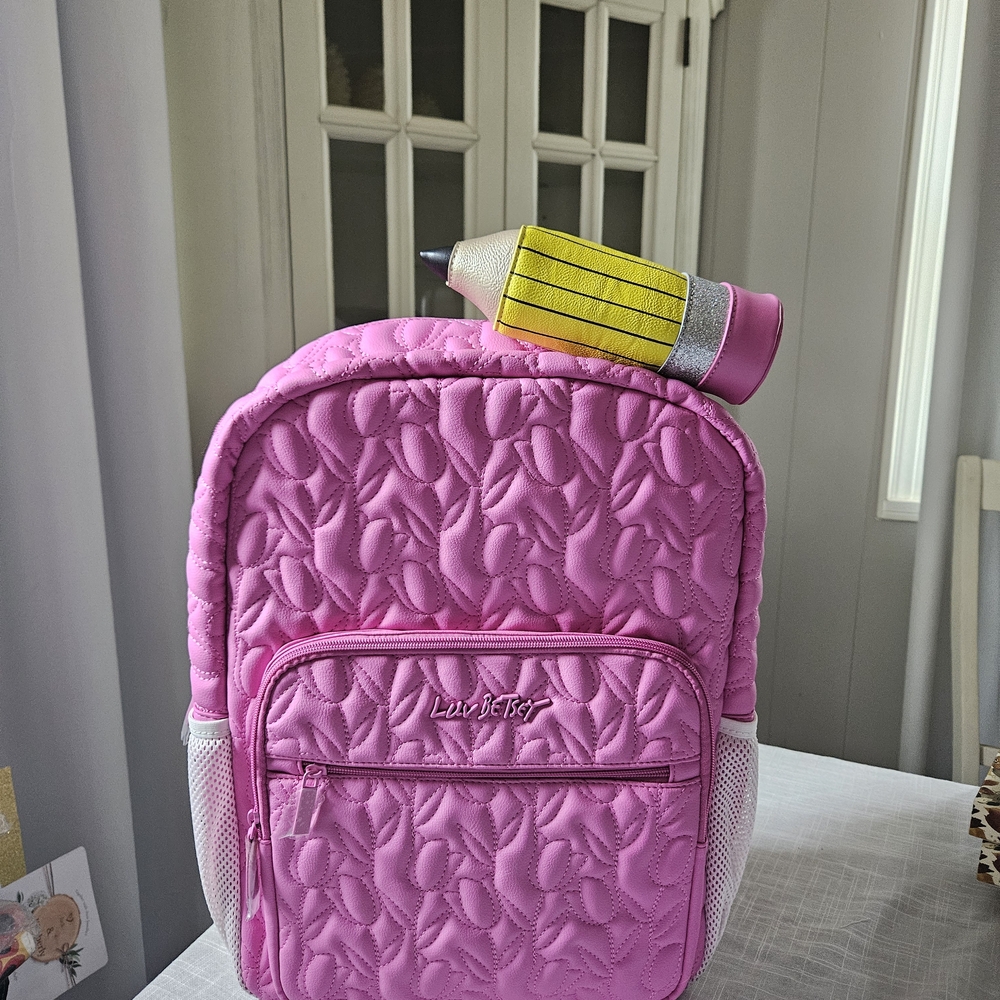 Luv Betsey By Betsey Johnson Pink with Yellow Pencil Accent 18x12.5x8 Brand New